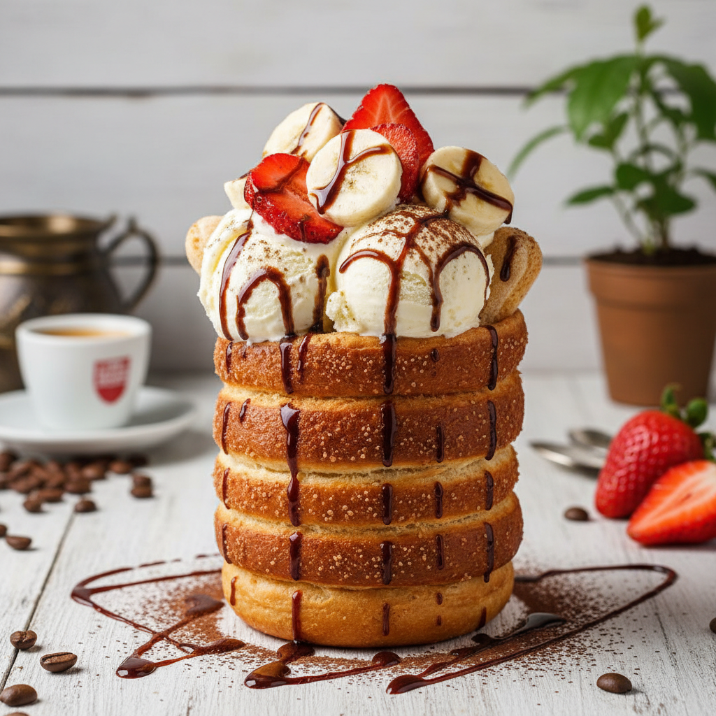 Tiramisu with Ice Cream and Fruits