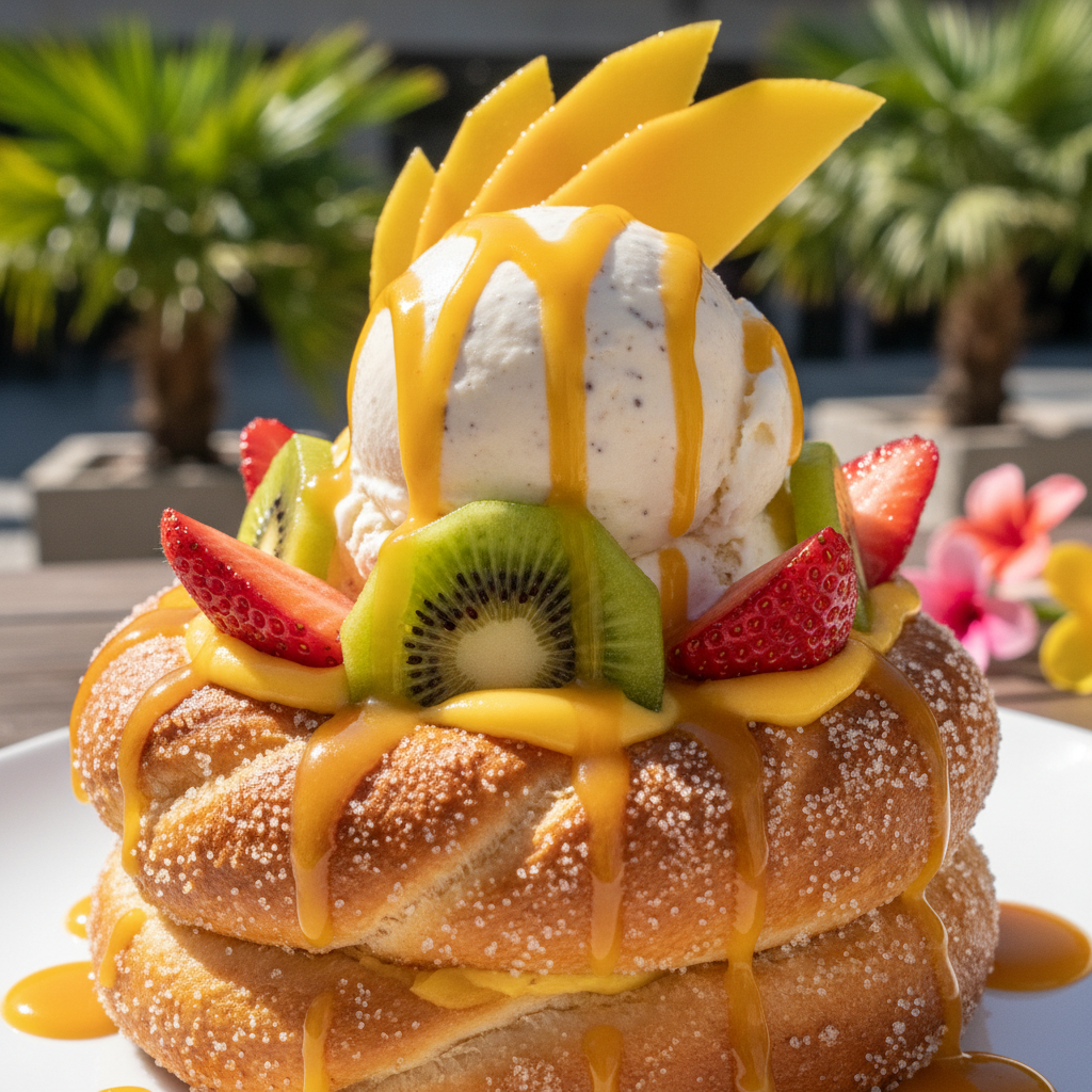 Mango with Ice Cream and Fruits