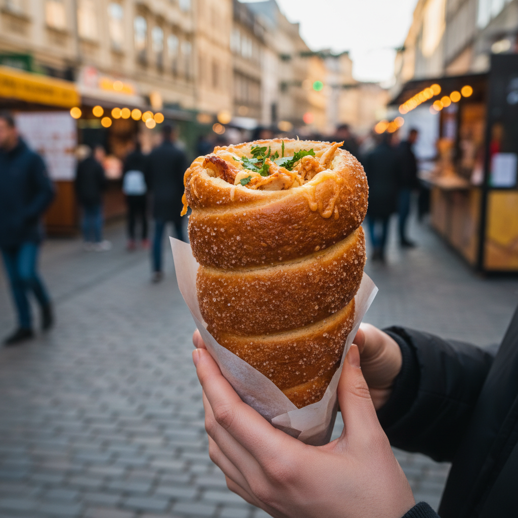 Cheese and Chicken Chimney Cake Street Food