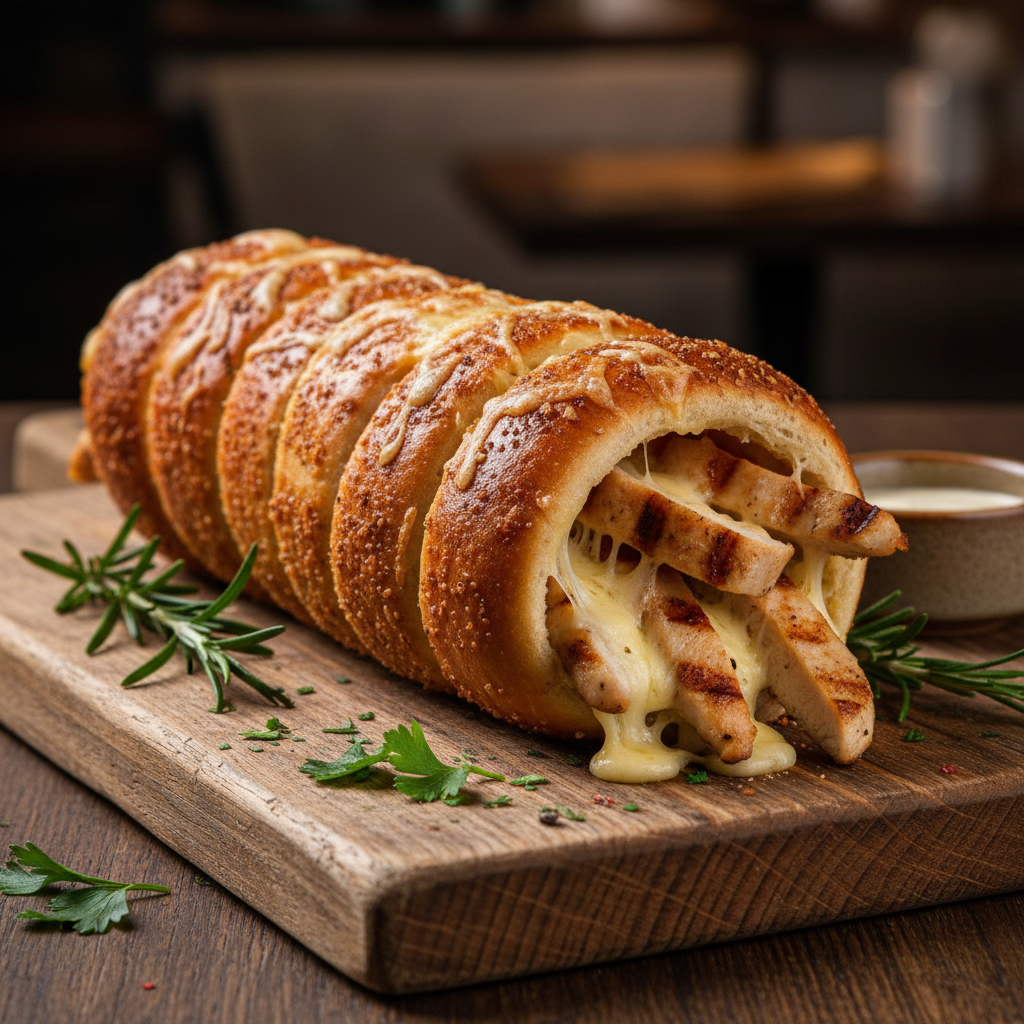 Cheese and Chicken Chimney Cake Rustic Board