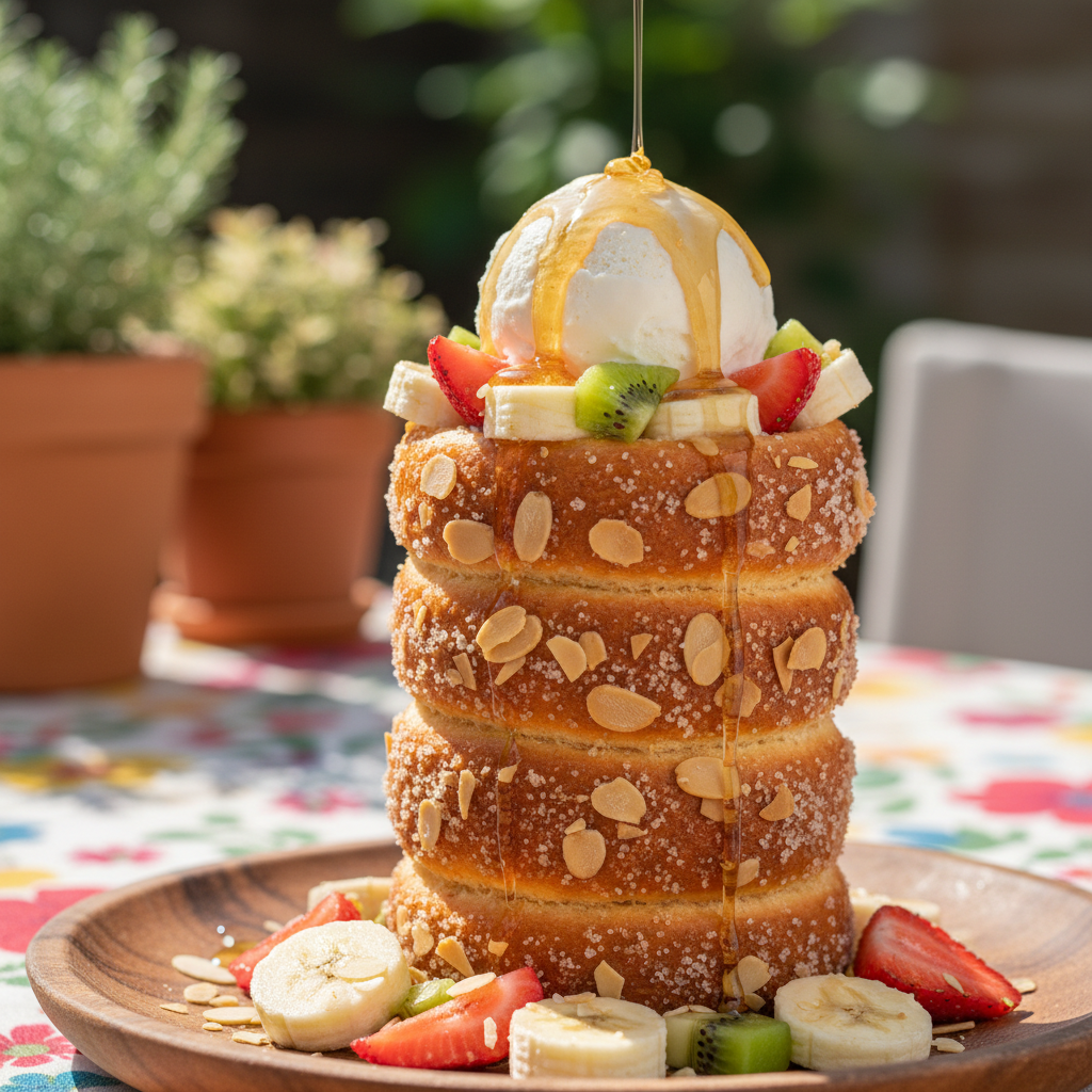 Honey Almond with Ice Cream and Fruits